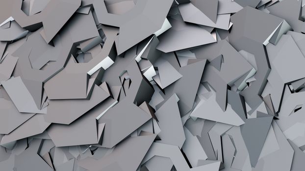 Dynamic abstract pattern featuring layered geometric shapes in a 3D design. Ideal for modern backgrounds.