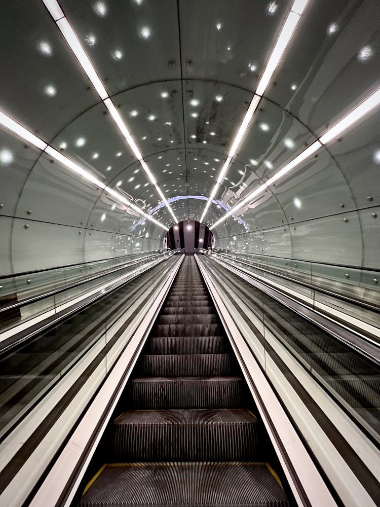 Escalators Leading To Subway