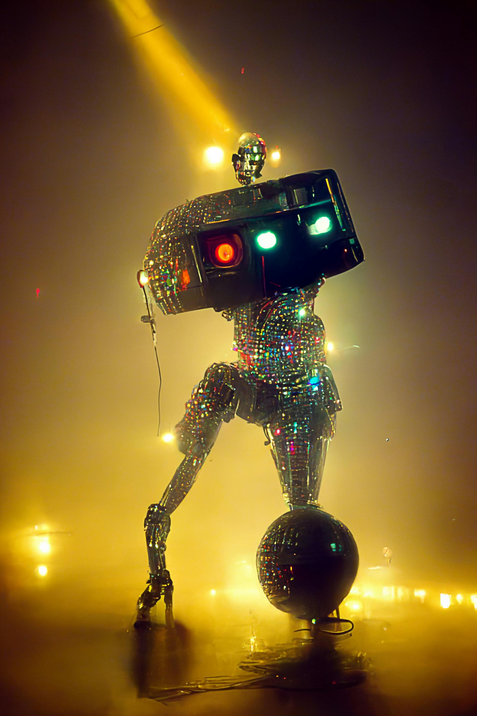 a robot on a stage