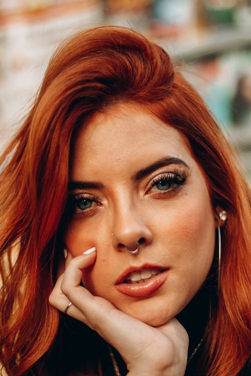 Close-up View of Redhead Woman