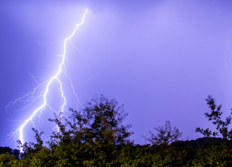 Lightning On Purple Sky