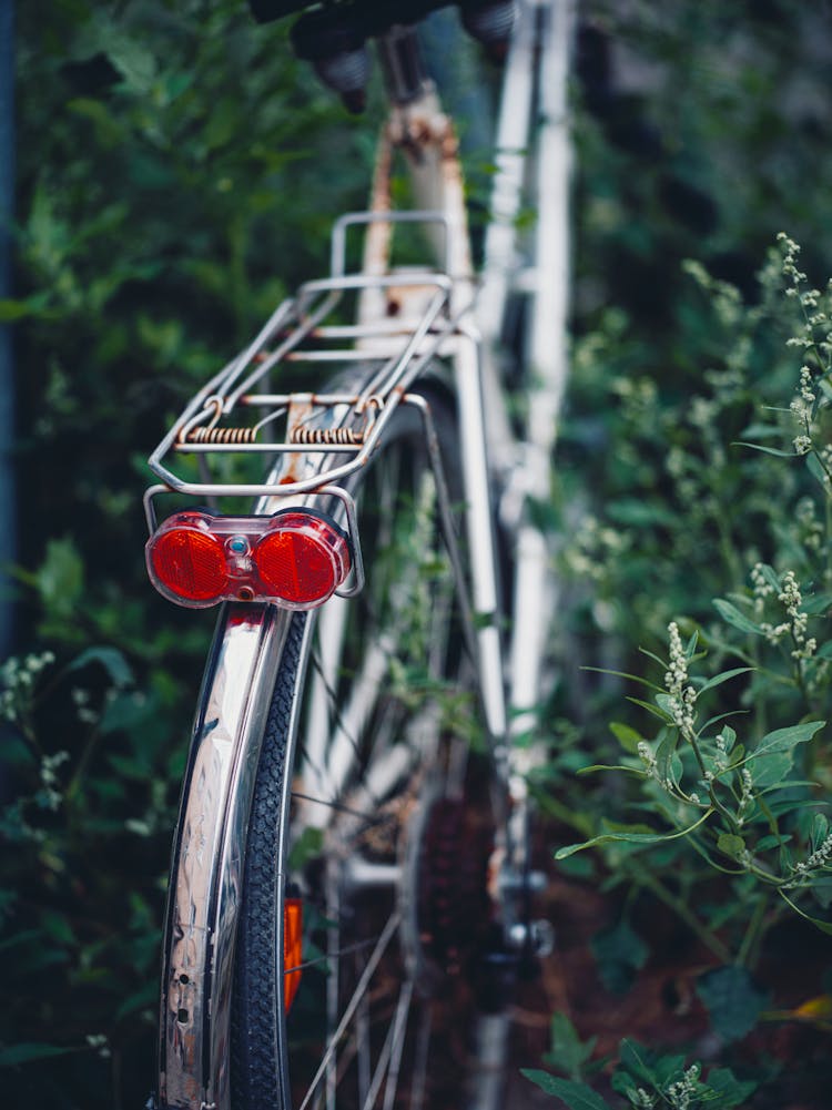 Red Tail Lights On Bicycle 