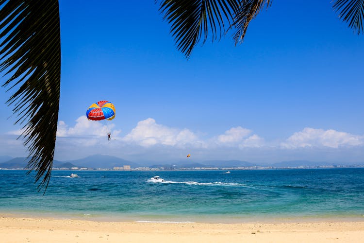 Person Parasailing On The Beach