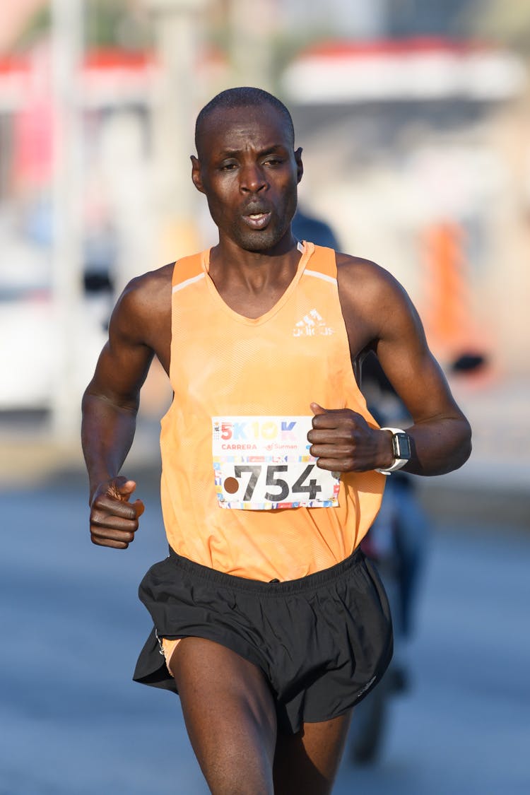 A Man Running At A Marathon