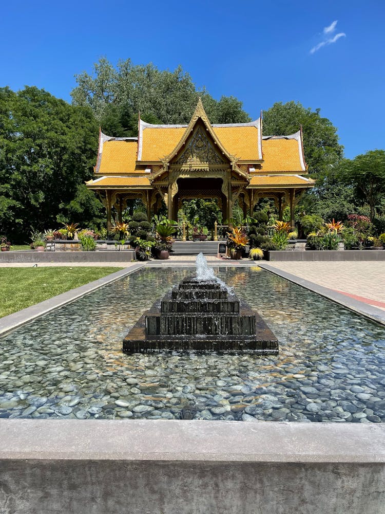 Water Fountain Near A Gazebo