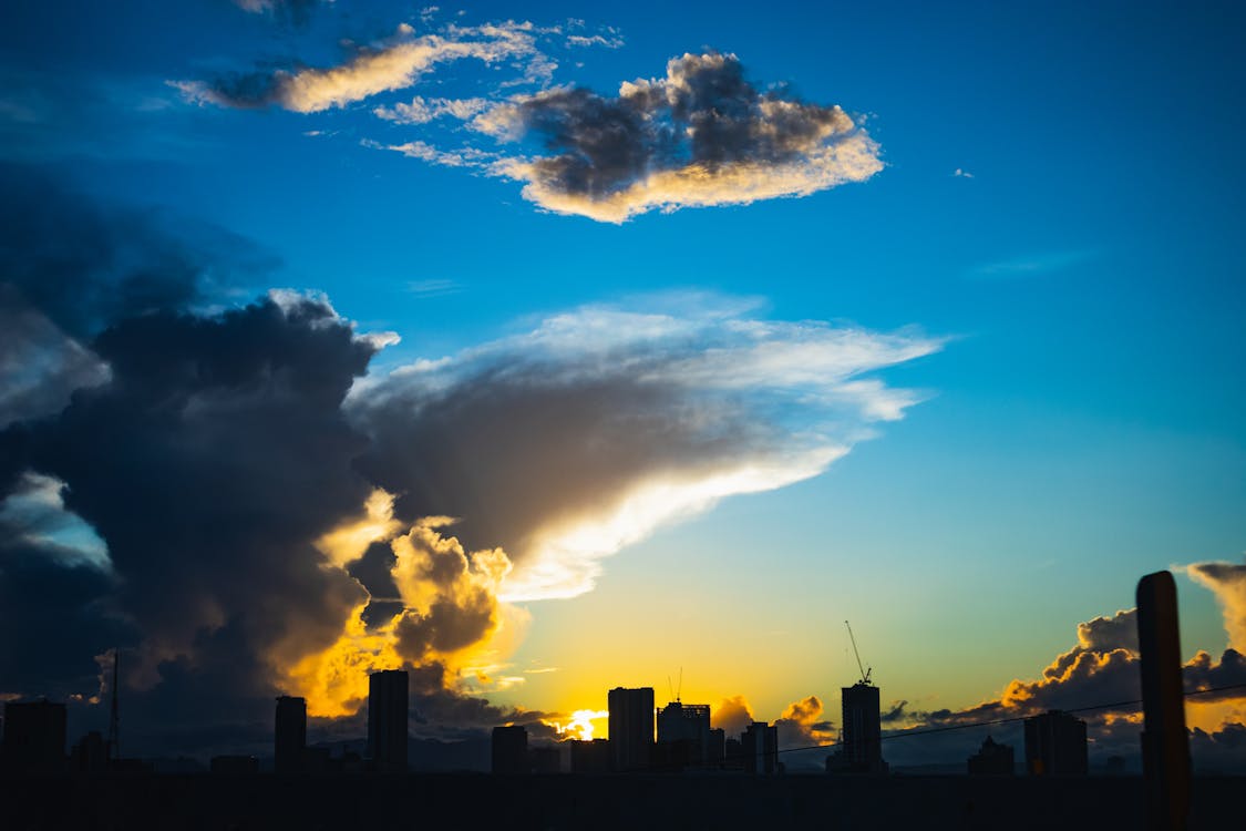 Silhouette of Buildings During Golden Hour 