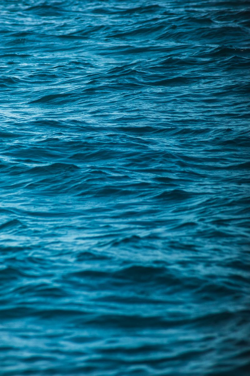 Close-up view of vibrant blue ocean waves, capturing the movement and texture of the sea.