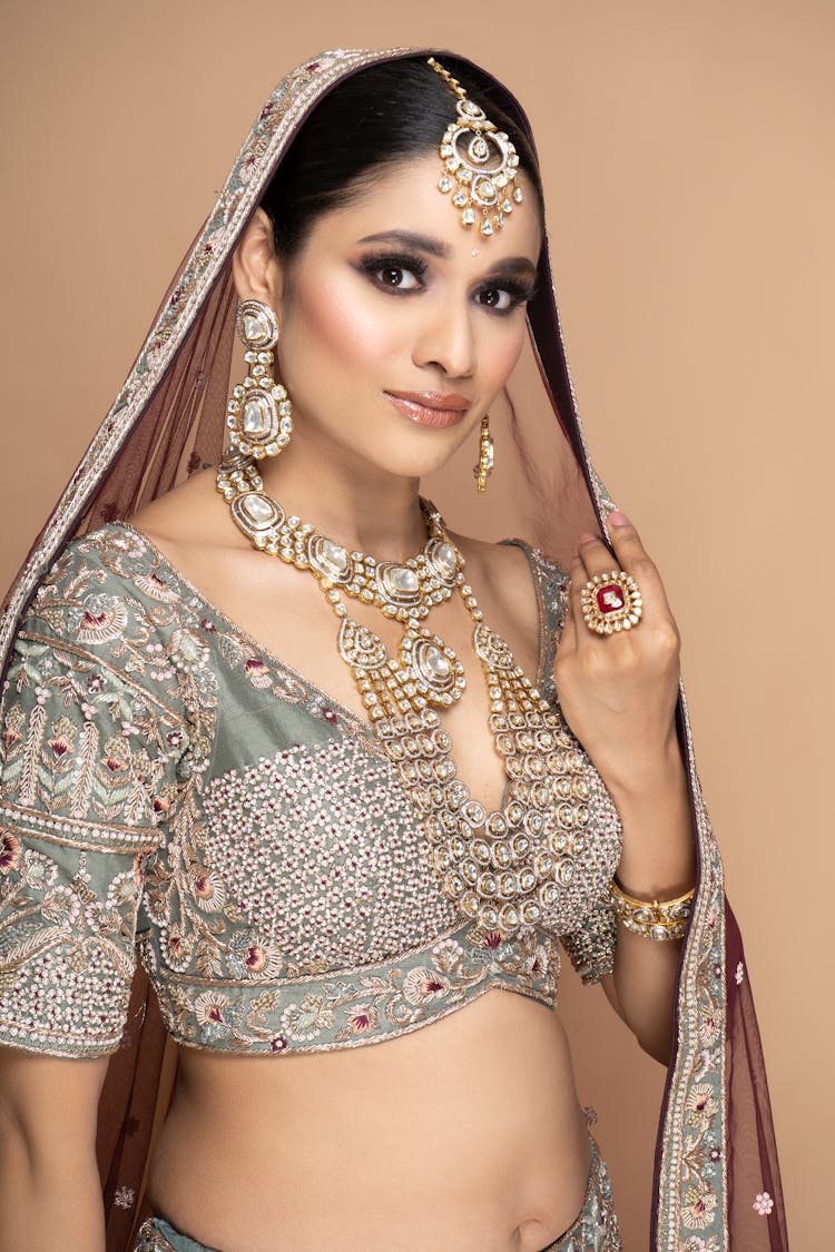 Portrait Of A Woman With Bridal Jewelry