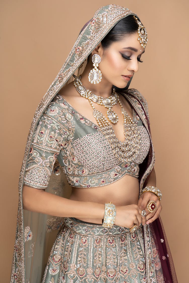 Woman In Traditional Indian Bridal Dress 