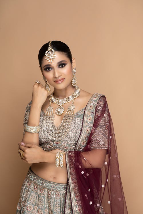 Woman Portrait in Traditional Clothing with Jewelry