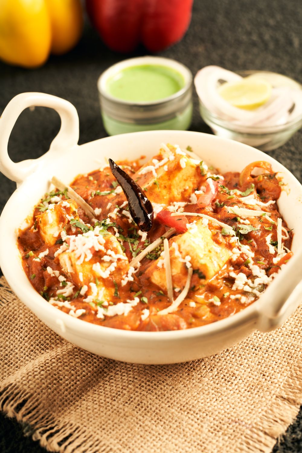 Indian kadai paneer curry with spices