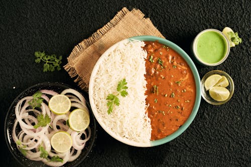 Bowl Filled with Indian Food