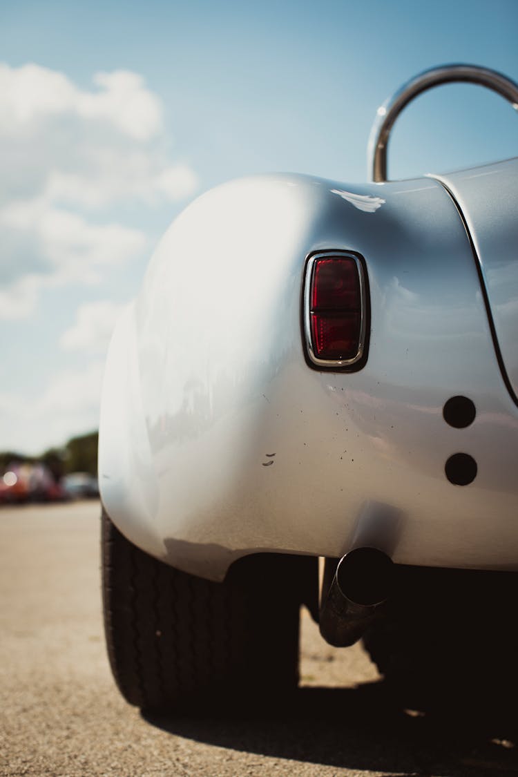 Close Up Shot Of A Silver Car 