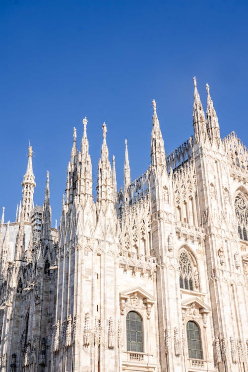 Low Angle Shot of the Milan Cathedral Facade 