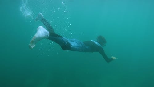 Person Wearing Black and Gray Wet Suit Under water