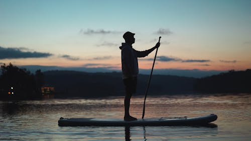 paddleboarding, 人, 剪影 的 免费素材图片