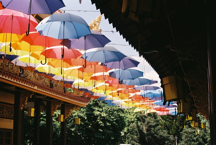 Hanging Colorful Umbrellas