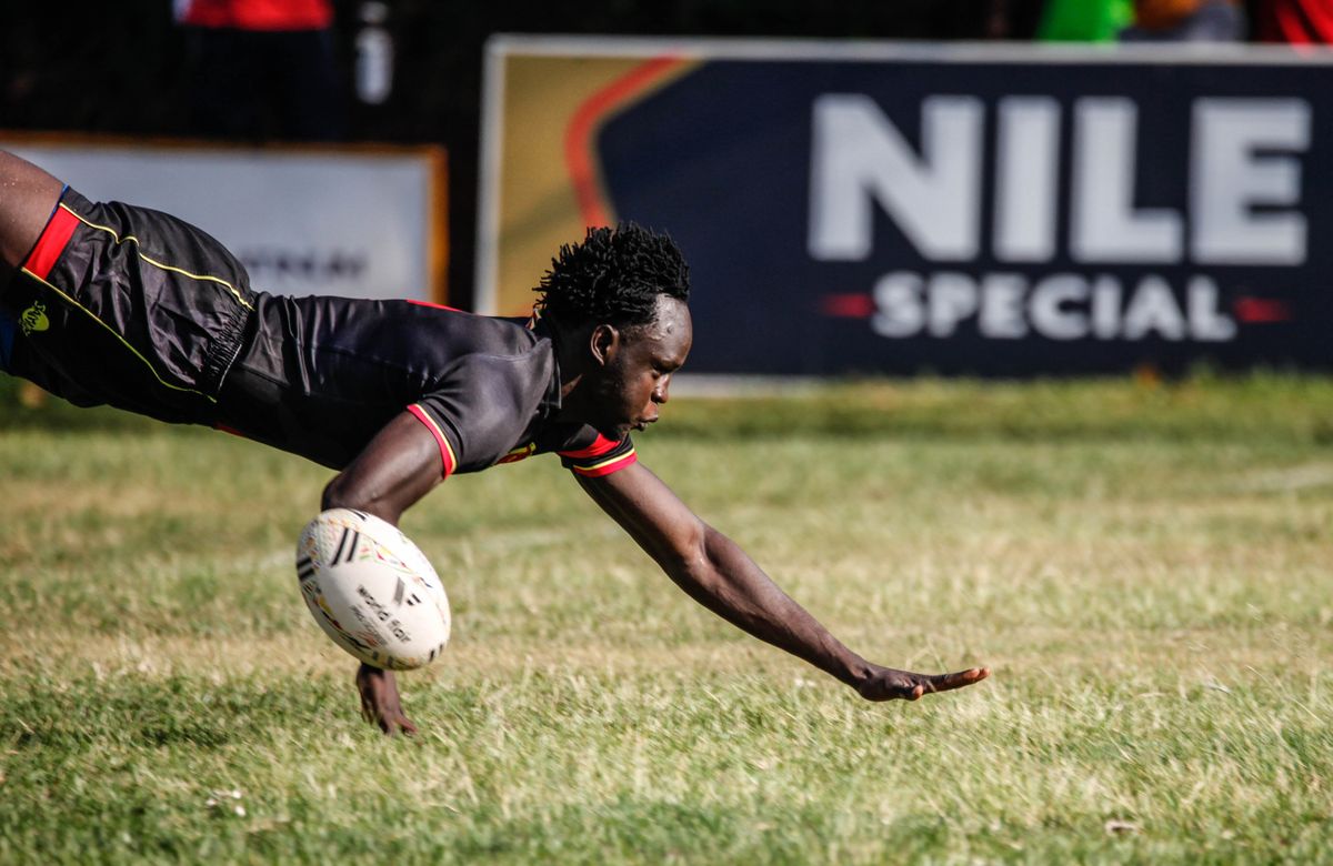 Rugby player carrying the ball