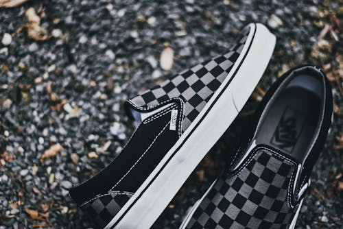Free Close-up Photo of a Pair of Checkered Shoes Stock Photo