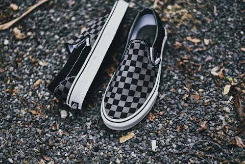 Checkered Shoes on Ground