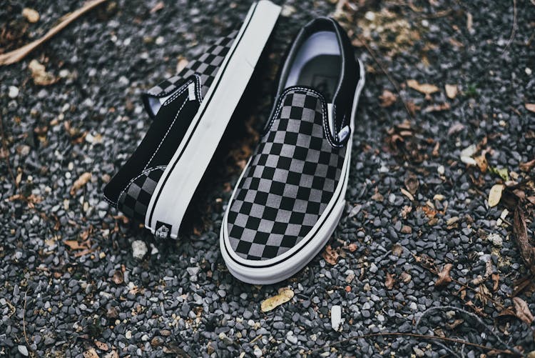 Checkered Shoes On Ground