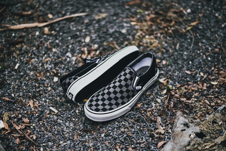 Checkered Sneakers On Ground