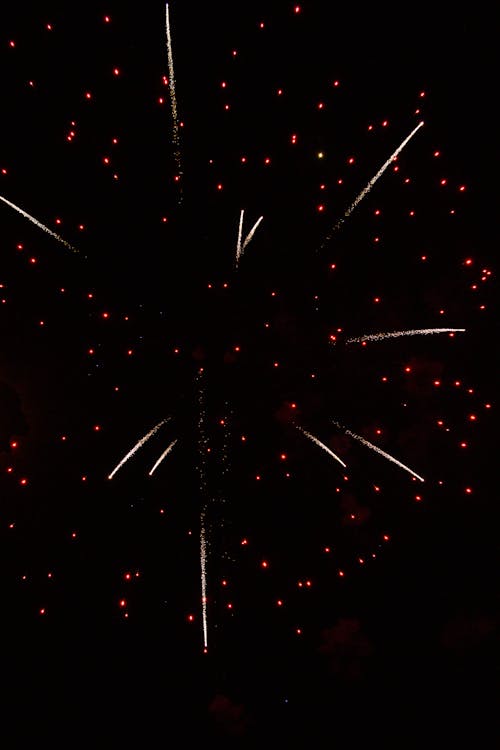 Pattern of Fireworks in Black Sky