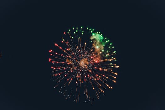 Colorful fireworks burst in the night sky, capturing the essence of celebration and festivity.