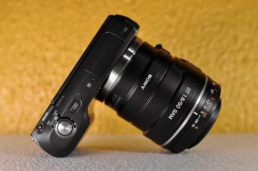 High-quality close-up of a modern camera showcasing its lens and controls.