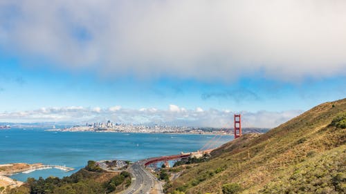 Golden Gate Bridge Under White Clouds
