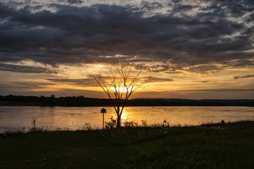 A Sunset by a Lake