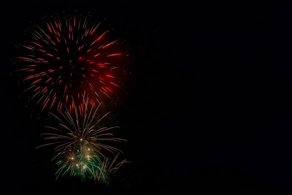 Colorful fireworks burst against a dark sky, capturing the essence of celebration and festivity.