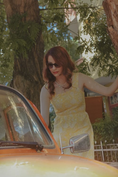 A Woman Wearing a Yellow Dress