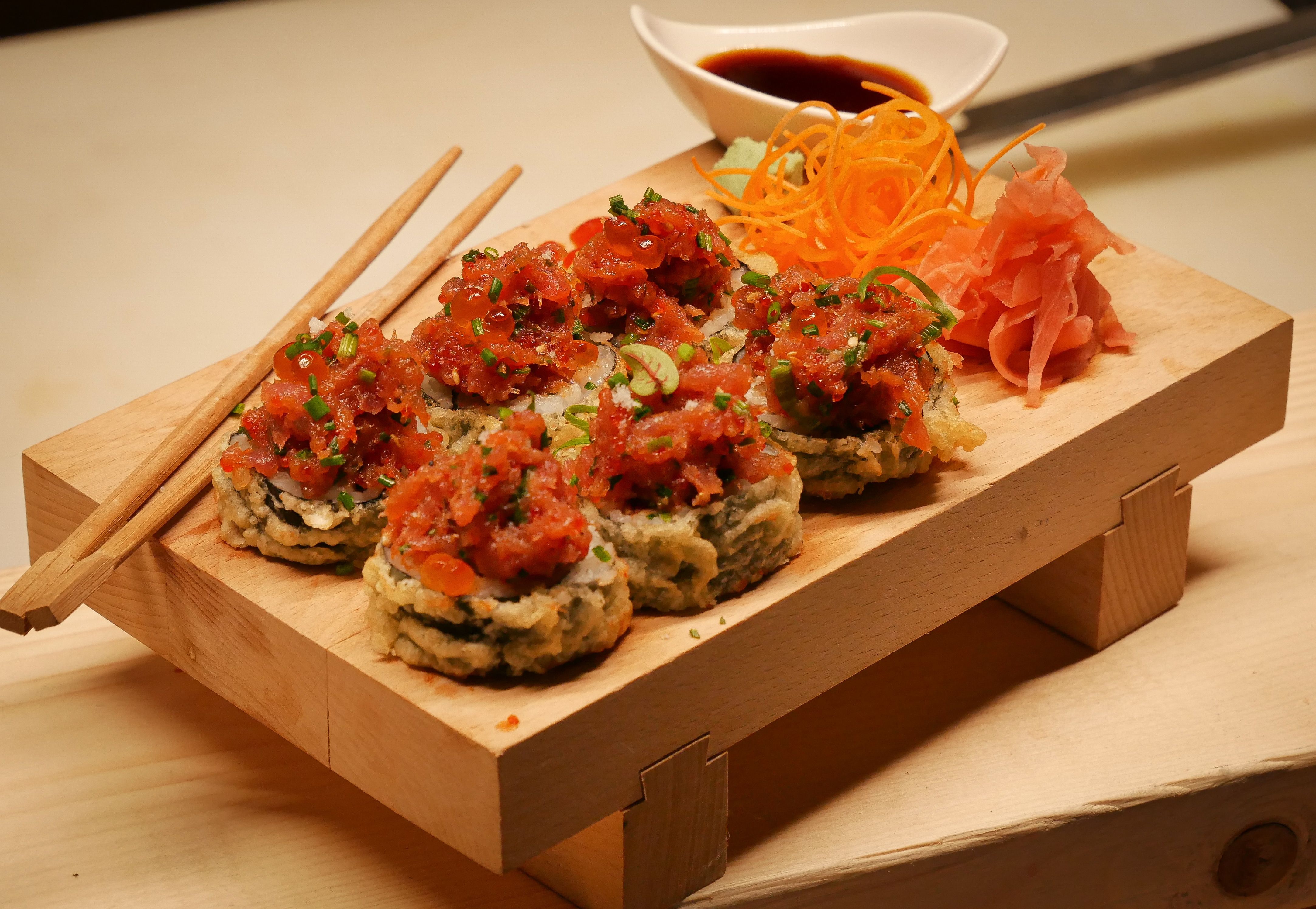 Dill-Crusted Sushi with Charred Asparagus
