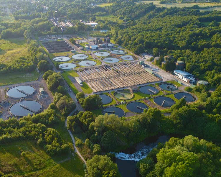 Aerial View Of Wastewater Plant