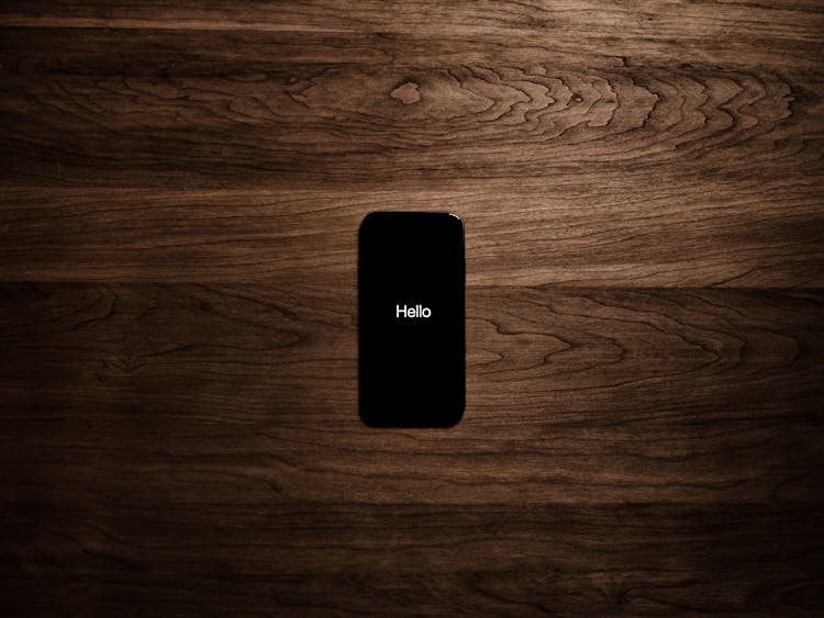 Turned On Black Iphone 7 Displaying Hello