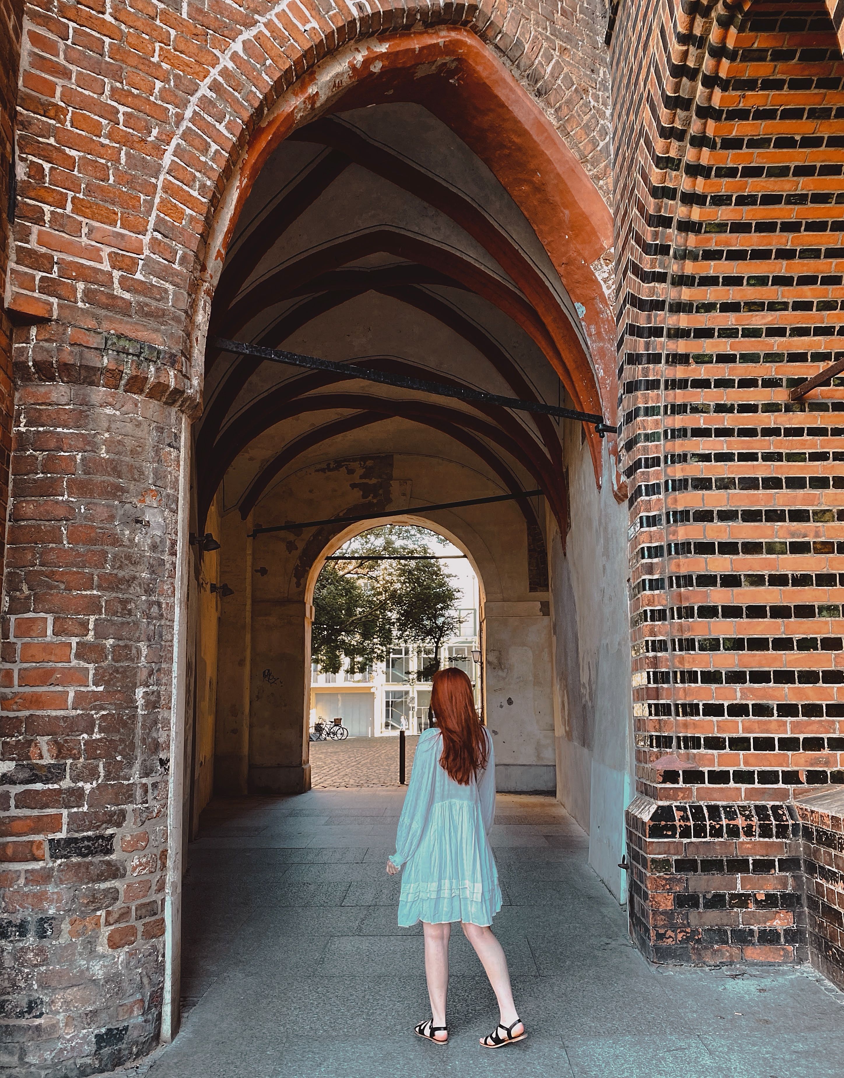 A Woman in Blue Dress Walking on the Street · Free Stock Photo