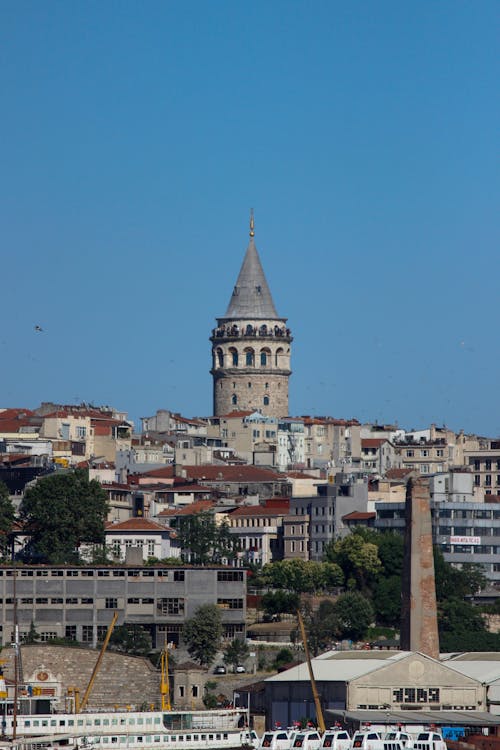 Galata Tower Standing Against a Clear Sky