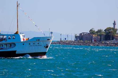 Passenger Ship on the Bosphorus Strait in Istanbul, Turkey 