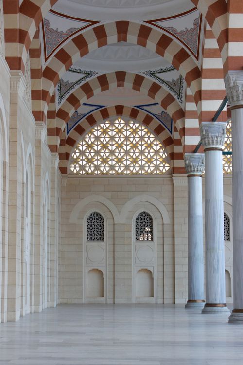Free Stunning view of mosque interior in Istanbul with intricate arches and columns. Stock Photo