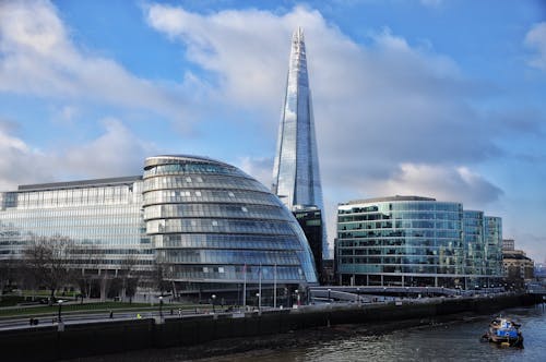 Modern Glass Building Near the River