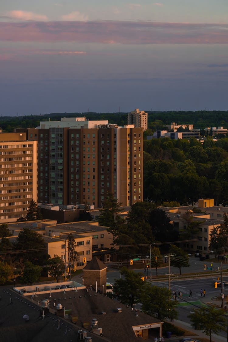 Residential District With Blocks Of Flats At Dusk