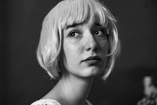 Headshot Portrait of a Woman in Black and White