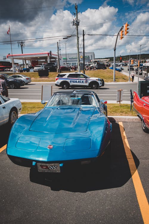 Blue Vintage Chevrolet Corvette