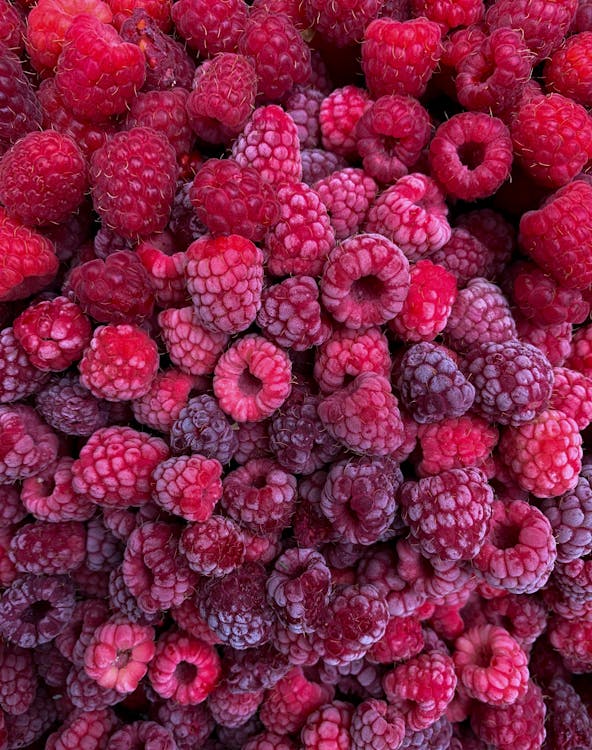 Raspberries in Close-up Photography