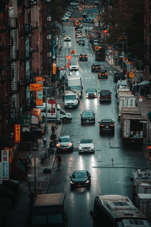 Foto profissional grátis de automóveis, centro da cidade, sistema de transporte