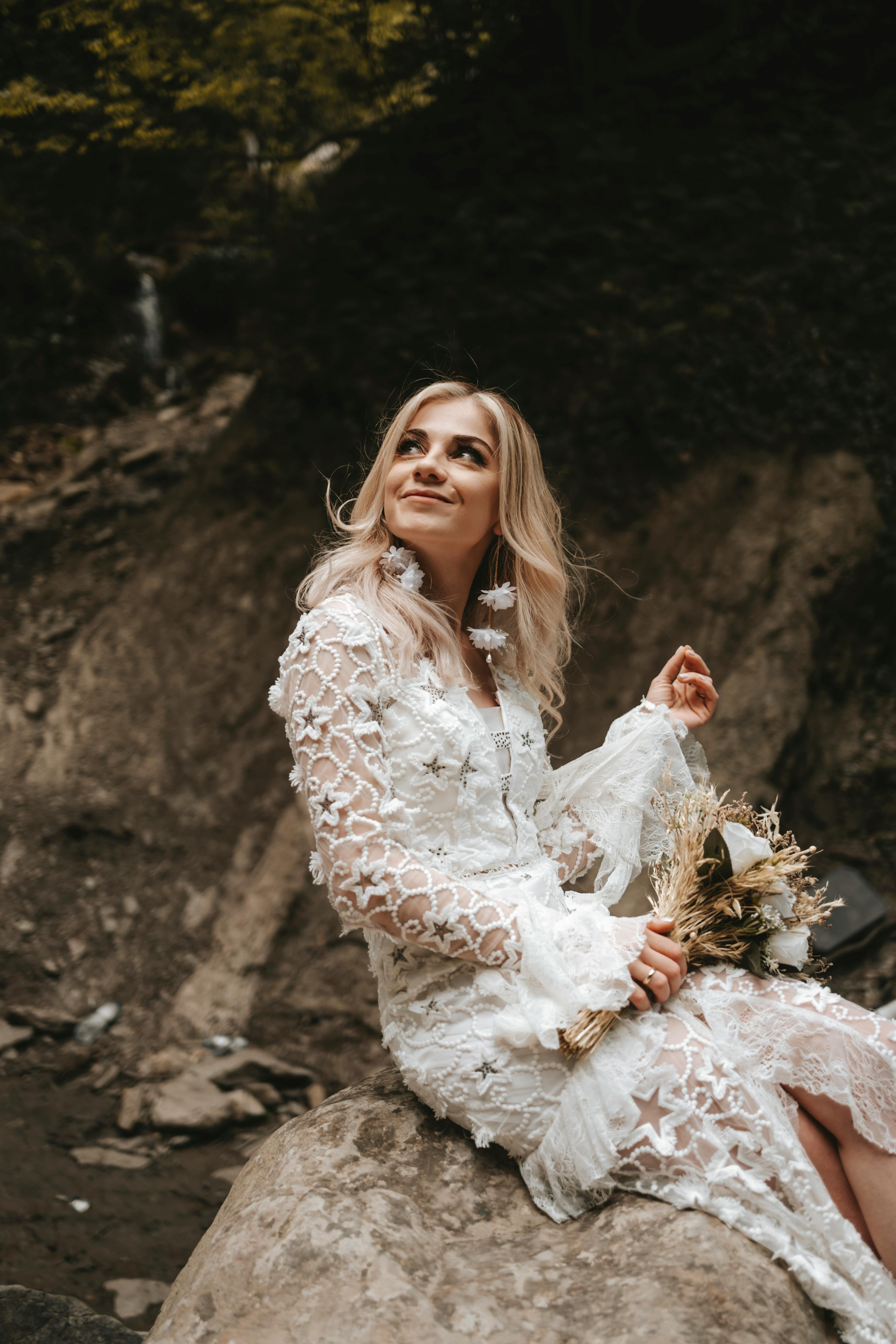 Portrait of a Young Long-Haired Bride · Free Stock Photo