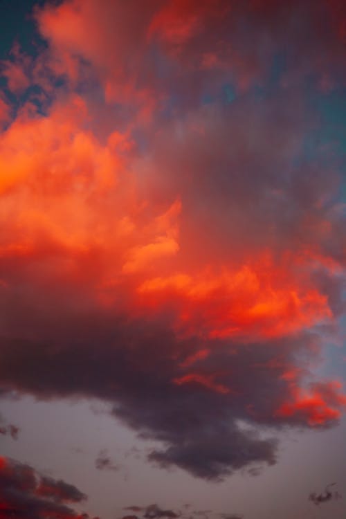 View of a Dramatic Sunset Sky with Pink Clouds 