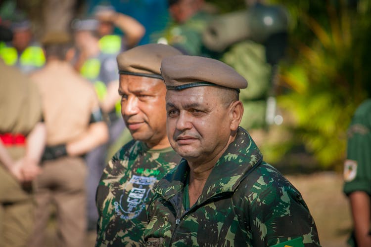 Soldiers In Uniforms At Ceremony