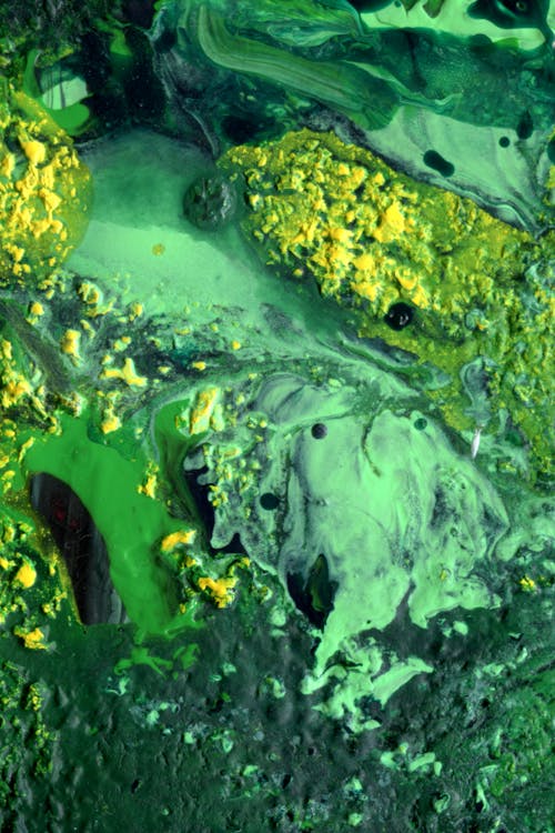 Green and Yellow Abstract Painting